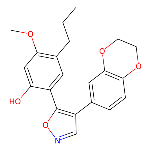 2-(4-(2,3-dihydrobenzo[b][1,4]dioxin-6-yl)isoxazol-5-yl)-5-methoxy-4-propylphenol structure