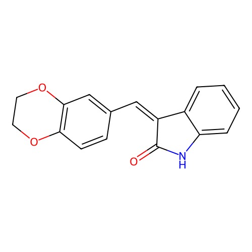 (3Z)-3-(2,3-dihydro-1,4-benzodioxin-6-ylmethylidene)-1H-indol-2-one structure