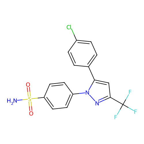 4-(5-(4-Chlorophenyl)-3-(trifluoromethyl)-1H-pyrazol-1-yl)benzenesulfonamide structure