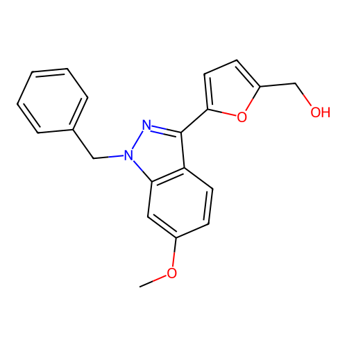 [5-(1-benzyl-6-methoxy-1H-indazol-3-yl)furan-2-yl]methanol structure