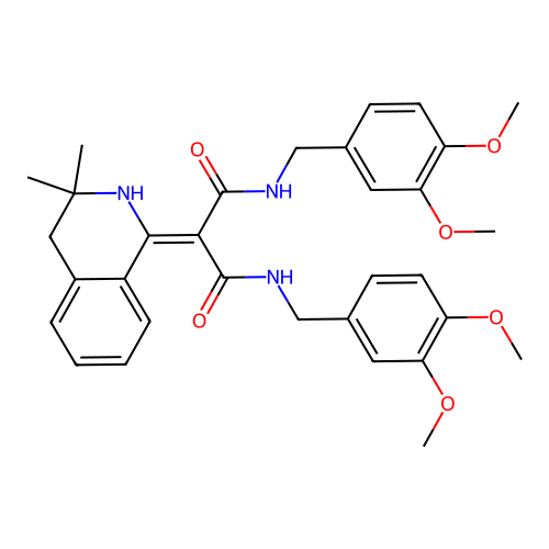 N,N'-bis(3,4-dimethoxybenzyl)-2-(3,3-dimethyl-3,4-dihydroisoquinolin-1(2H)-ylidene)propanediamide structure