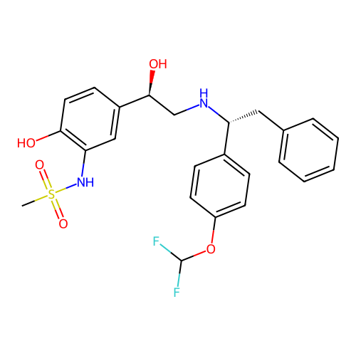 Methanesulfonamide, N-(5-((1R)-2-(((1R)-1-(4-(difluoromethoxy)phenyl)-2-phenylethyl)amino)-1-hydroxyethyl)-2-hydroxyphenyl)- structure