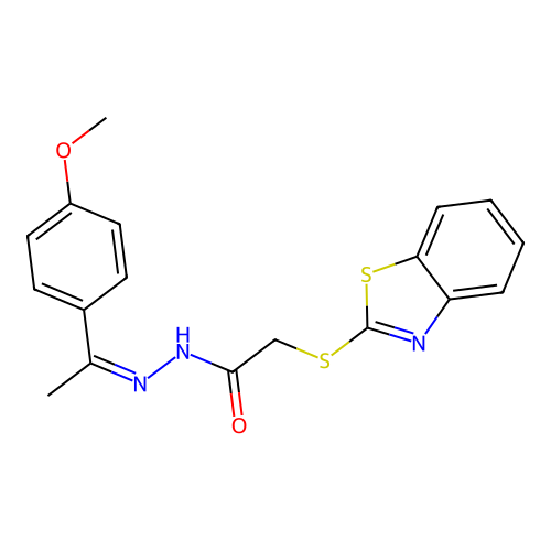 (Z)-2-(benzo[d]thiazol-2-ylthio)-N'-(1-(4-methoxyphenyl)ethylidene)acetohydrazide structure