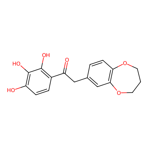 2-(3,4-dihydro-2H-1,5-benzodioxepin-7-yl)-1-(2,3,4-trihydroxyphenyl)ethanone structure