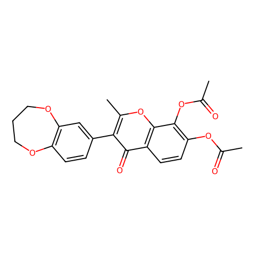3-(3,4-dihydro-2H-benzo[b][1,4]dioxepin-7-yl)-2-methyl-4-oxo-4H-chromene-7,8-diyl diacetate structure