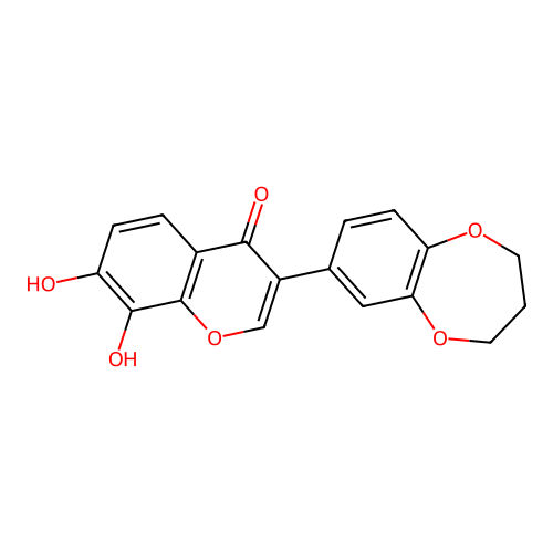 3-(3,4-dihydro-2H-benzo[b][1,4]dioxepin-7-yl)-7,8-dihydroxy-4H-chromen-4-one structure