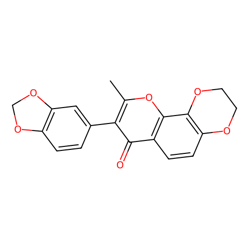 8-(benzo[d][1,3]dioxol-5-yl)-9-methyl-2H-[1,4]dioxino[2,3-h]chromen-7(3H)-one structure
