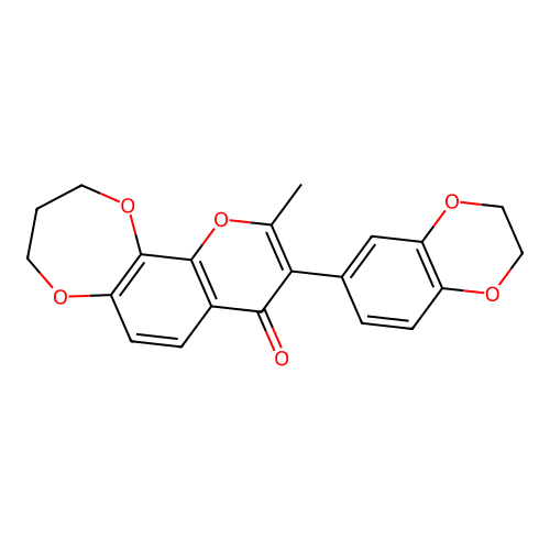 9-(2,3-dihydrobenzo[b][1,4]dioxin-6-yl)-10-methyl-3,4-dihydro-[1,4]dioxepino[2,3-h]chromen-8(2H)-one structure