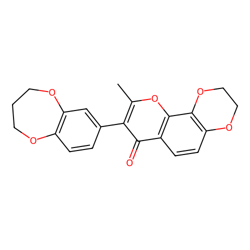 8-(3,4-dihydro-2H-benzo[b][1,4]dioxepin-7-yl)-9-methyl-2H-[1,4]dioxino[2,3-h]chromen-7(3H)-one structure