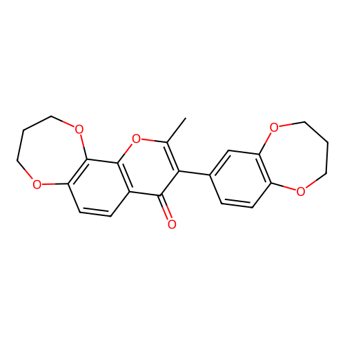 9-(3,4-dihydro-2H-benzo[b][1,4]dioxepin-7-yl)-10-methyl-3,4-dihydro-[1,4]dioxepino[2,3-h]chromen-8(2H)-one structure