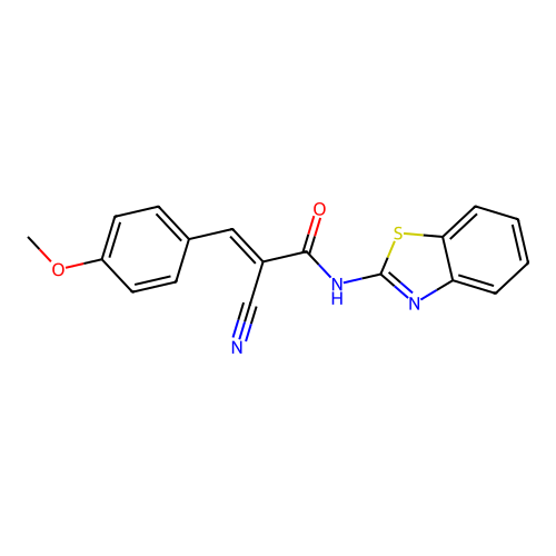 (2E)-N-benzothiazol-2-yl-2-cyano-3-(4-methoxyphenyl)prop-2-enamide structure