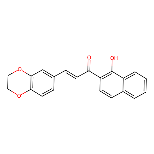 (E)-3-(2,3-dihydro-1,4-benzodioxin-6-yl)-1-(1-hydroxynaphthalen-2-yl)prop-2-en-1-one structure