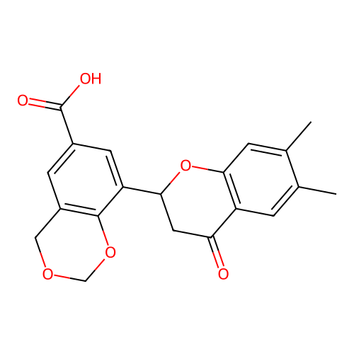 8-(6,7-dimethyl-4-oxochroman-2-yl)-4H-benzo[d][1,3]dioxine-6-carboxylic acid structure
