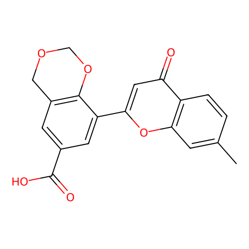8-(7-methyl-4-oxo-4H-chromen-2-yl)-4H-benzo[d][1,3]dioxine-6-carboxylic acid structure