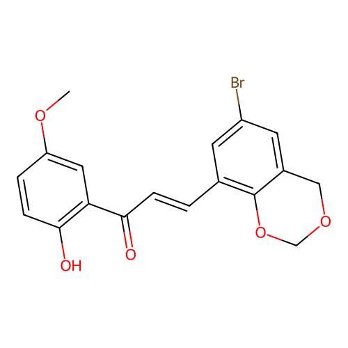 3-(6-Bromo-4H-benzo(1,3)dioxin-8-YL)-1-(2-hydroxy-5-methoxy-phenyl)-propenone structure