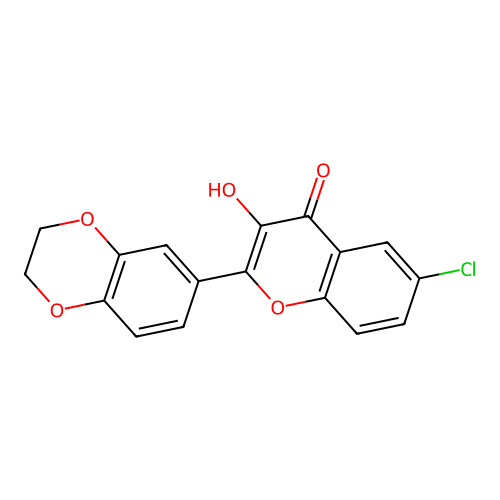 6-chloro-2-(2,3-dihydrobenzo[b][1,4]dioxin-6-yl)-3-hydroxy-4H-chromen-4-one structure