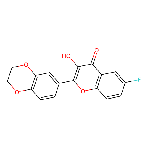 2-(2,3-dihydrobenzo[b][1,4]dioxin-6-yl)-6-fluoro-3-hydroxy-4H-chromen-4-one structure