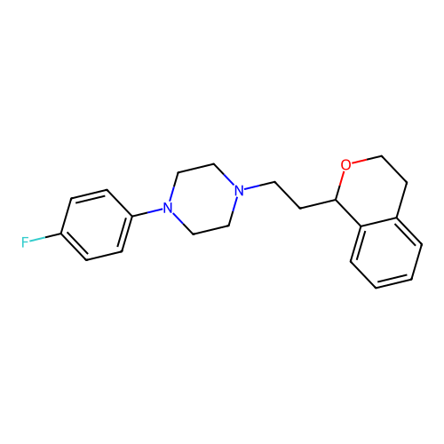 1-[2-(3,4-dihydro-1H-2-benzopyran-1-yl)ethyl]-4-(4-fluorophenyl)piperazine structure
