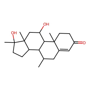 A)-11,17-dihydroxy-7,17-dimethylandrost-4-en-3-one structure