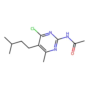 N-[4-chloro-6-methyl-5-(3-methylbutyl)pyrimidin-2-yl]acetamide structure