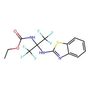 ethyl N-[2-(1,3-benzothiazol-2-ylamino)-1,1,1,3,3,3-hexafluoropropan-2-yl]carbamate structure