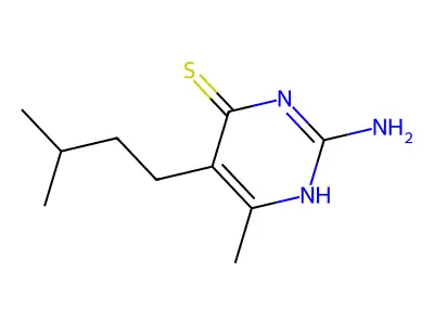 2-amino-6-methyl-5-(3-methylbutyl)-1H-pyrimidine-4-thione structure