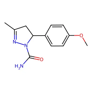 3-(4-Methoxyphenyl)-5-methyl-3,4-dihydropyrazole-2-carboxamide structure