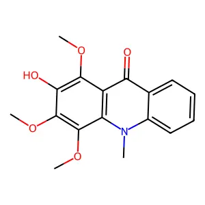 2-Hydroxy-1,3,4-trimethoxy-10-methylacridin-9-one structure