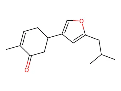 (5S)-2-methyl-5-[5-(2-methylpropyl)furan-3-yl]cyclohex-2-en-1-one structure