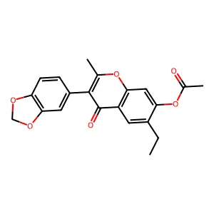 3-(benzo[d][1,3]dioxol-5-yl)-6-ethyl-2-methyl-4-oxo-4H-chromen-7-yl acetate structure