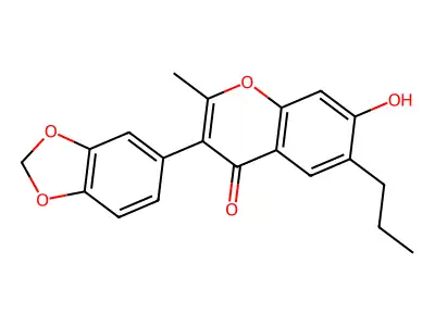 3-(benzo[d][1,3]dioxol-5-yl)-7-hydroxy-2-methyl-6-propyl-4H-chromen-4-one structure