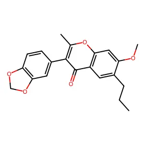 3-(1,3-benzodioxol-5-yl)-7-methoxy-2-methyl-6-propyl-4H-chromen-4-one structure
