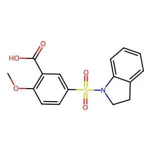 5-(2,3-dihydro-1H-indole-1-sulfonyl)-2-methoxybenzoic acid structure