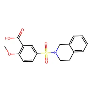 5-(3,4-dihydroisoquinolin-2(1H)-ylsulfonyl)-2-methoxybenzoic acid structure