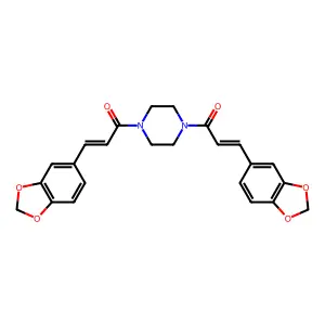 Piperazine, 1,4-bis[3-(1,3-benzodioxol-5-yl)-1-oxo-2-propenyl]- structure