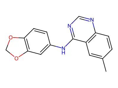 N-(2H-1,3-benzodioxol-5-yl)-6-methylquinazolin-4-amine structure