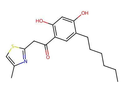 1-(5-Hexyl-2,4-dihydroxyphenyl)-2-(4-methyl-2-thiazolyl)ethanone structure