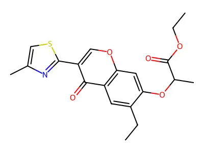 ethyl 2-((6-ethyl-3-(4-methylthiazol-2-yl)-4-oxo-4H-chromen-7-yl)oxy)propanoate structure