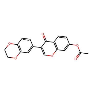 3-(2,3-dihydrobenzo[b][1,4]dioxin-6-yl)-4-oxo-4H-chromen-7-yl acetate structure