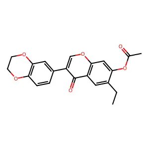 3-(2,3-dihydrobenzo[b][1,4]dioxin-6-yl)-6-ethyl-4-oxo-4H-chromen-7-yl acetate structure