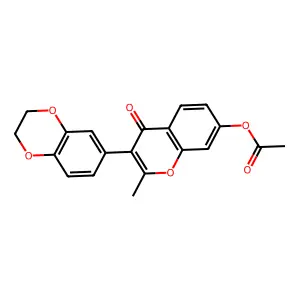 3-(2,3-dihydro-1,4-benzodioxin-6-yl)-2-methyl-4-oxo-4H-chromen-7-yl acetate structure