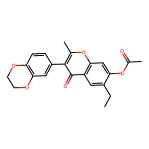 3-(2,3-dihydro-1,4-benzodioxin-6-yl)-6-ethyl-2-methyl-4-oxo-4H-chromen-7-yl acetate structure