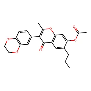 3-(2,3-dihydrobenzo[b][1,4]dioxin-6-yl)-2-methyl-4-oxo-6-propyl-4H-chromen-7-yl acetate structure