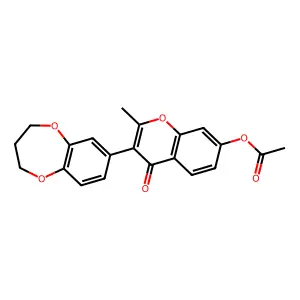 3-(3,4-dihydro-2H-1,5-benzodioxepin-7-yl)-2-methyl-4-oxo-4H-chromen-7-yl acetate structure