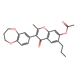 3-(3,4-dihydro-2H-benzo[b][1,4]dioxepin-7-yl)-2-methyl-4-oxo-6-propyl-4H-chromen-7-yl acetate structure