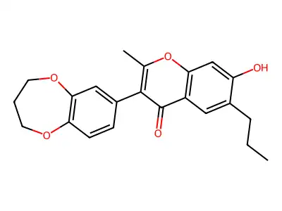 3-(3,4-dihydro-2H-1,5-benzodioxepin-7-yl)-7-hydroxy-2-methyl-6-propyl-4H-chromen-4-one structure