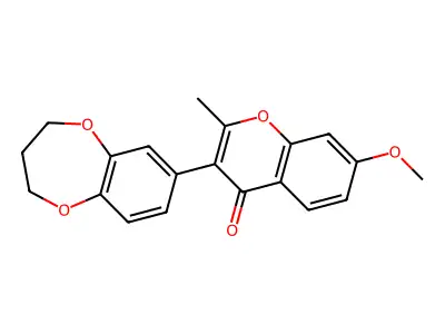 3-(3,4-dihydro-2H-1,5-benzodioxepin-7-yl)-7-methoxy-2-methyl-4H-chromen-4-one structure