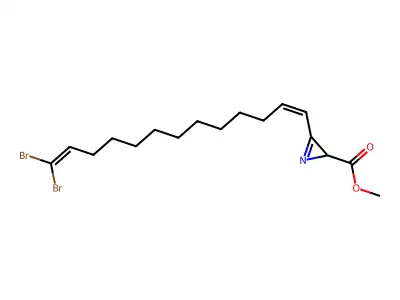 Methyl (2S)-3-(13,13-dibromotrideca-1,12-dienyl)-2H-azirine-2-carboxylate structure