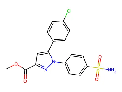 methyl 1-[4-(aminosulfonyl)phenyl]-5-(4-chlorophenyl)-1H-pyrazole-3-carboxylate structure