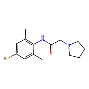 1-Pyrrolidineaceto-2',6'-xylidide, 4'-bromo- structure